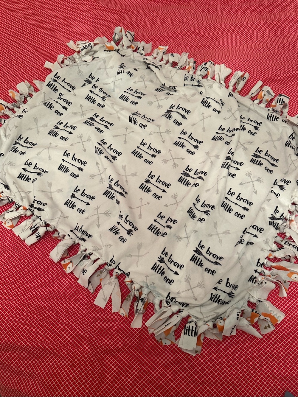 Handmade “Be Brave Little One" Knotted Baby Blanket with Fox Theme